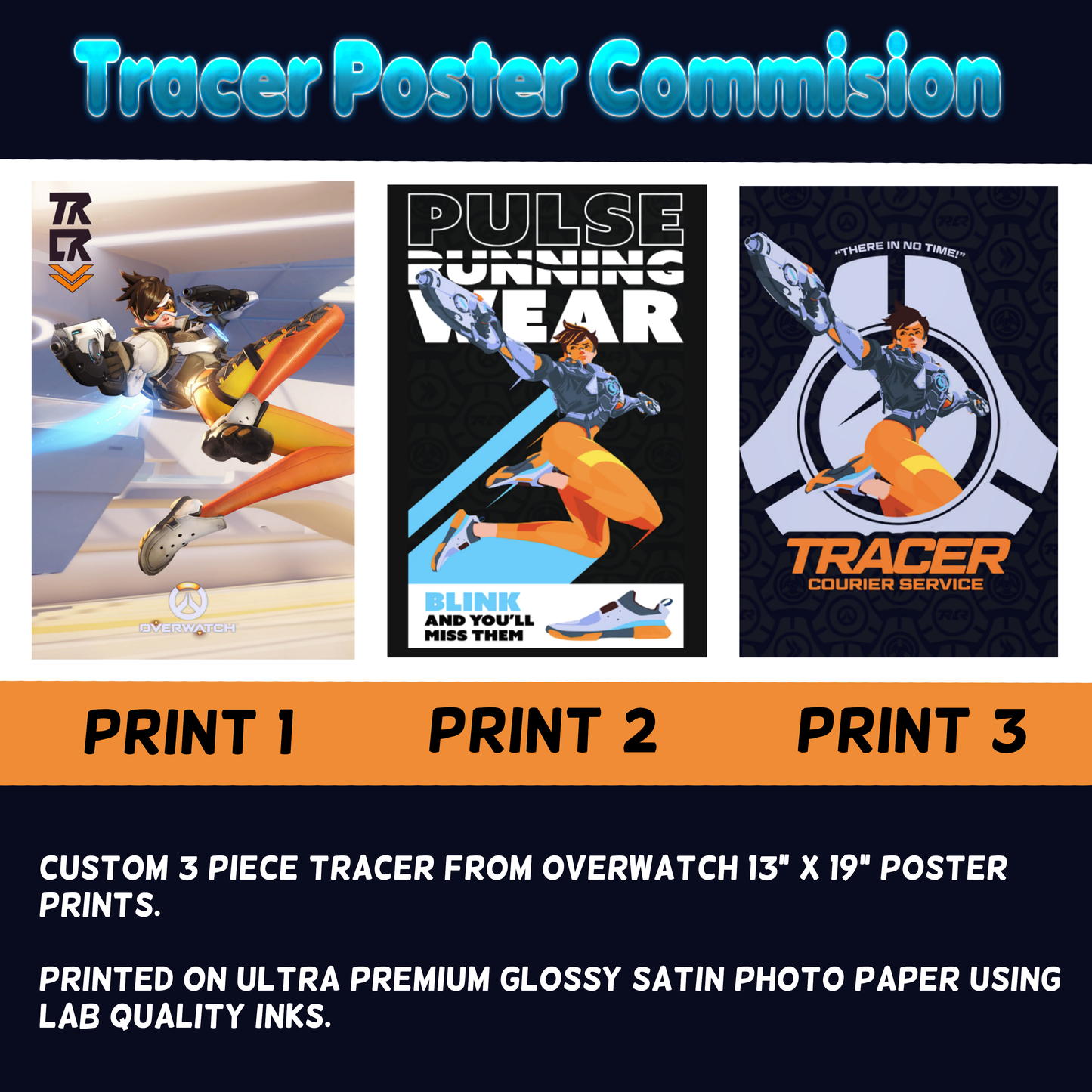 Tracer from Overwatch 3 Poster Prints Custom Commision