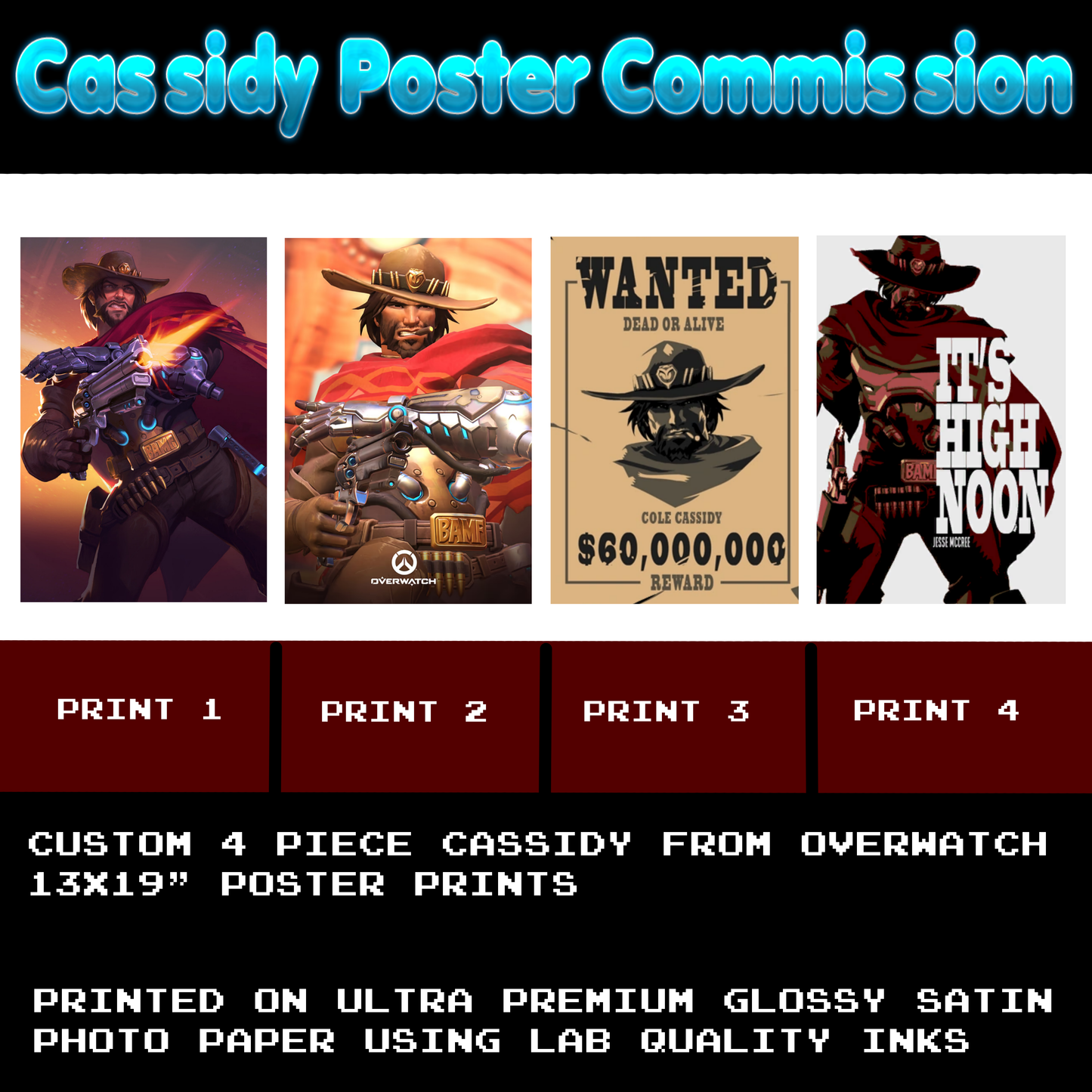 Cassidy from Overwatch 4 Poster Prints Custom Commision