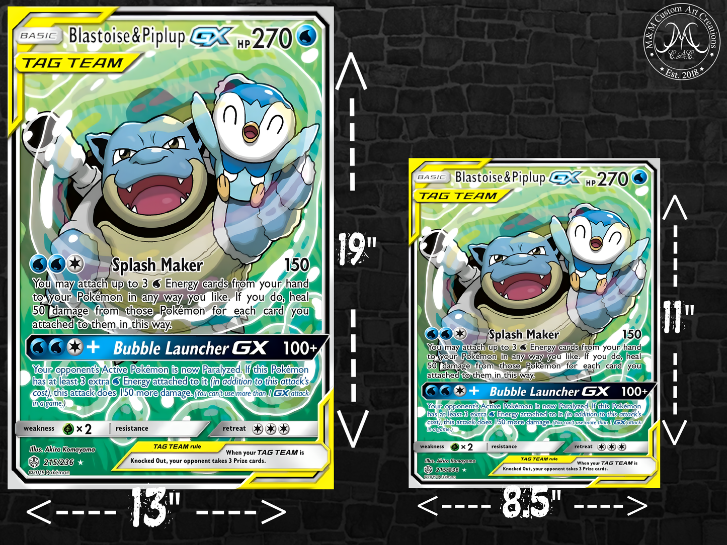 Blastoise & Piplup GX #215 Cosmic Eclipse (CEC) Poster Print - Available in Two Sizes