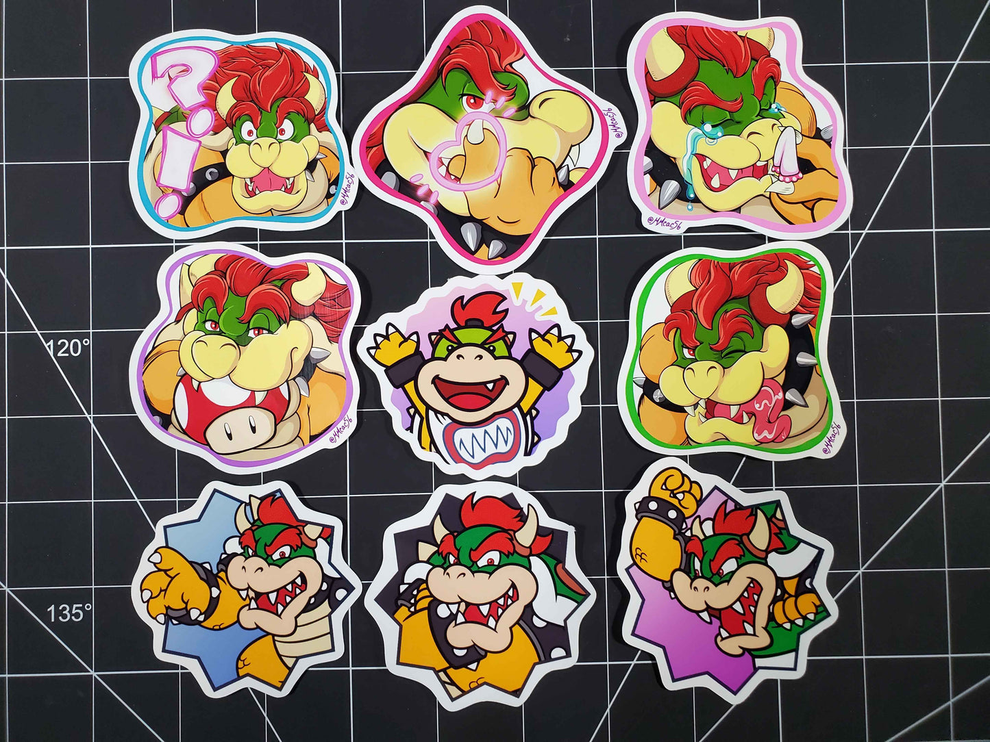 Bowser Sticker Set | 9 Custom Super Mario Bros Stickers | Glossy Vinyl Decals