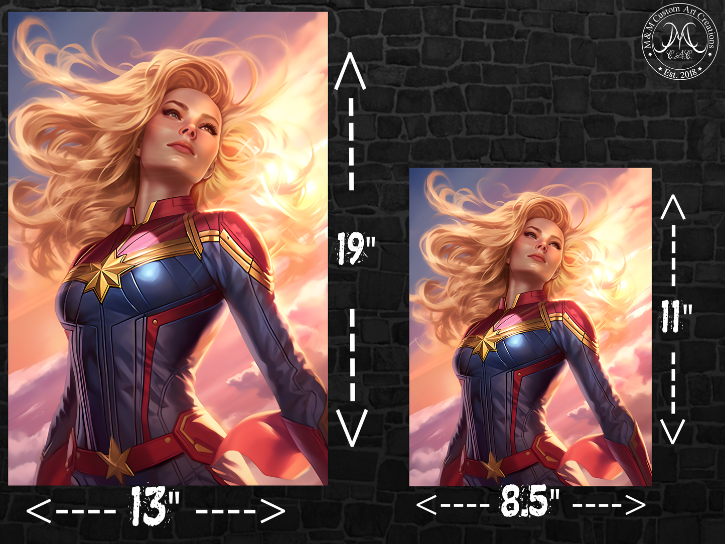 Captain Marvel Poster Prints | Marvel Wall Art | Carol Danvers Superhero Artwork