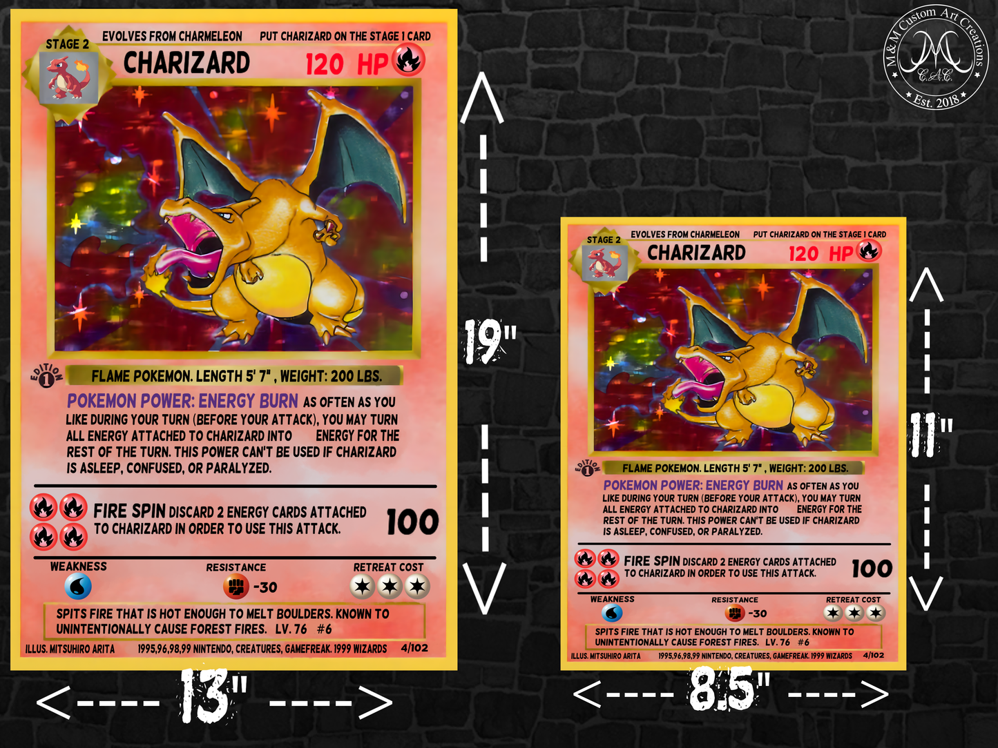 Charizard #4 Shadowless Base Set Poster Print - Available in Two Sizes