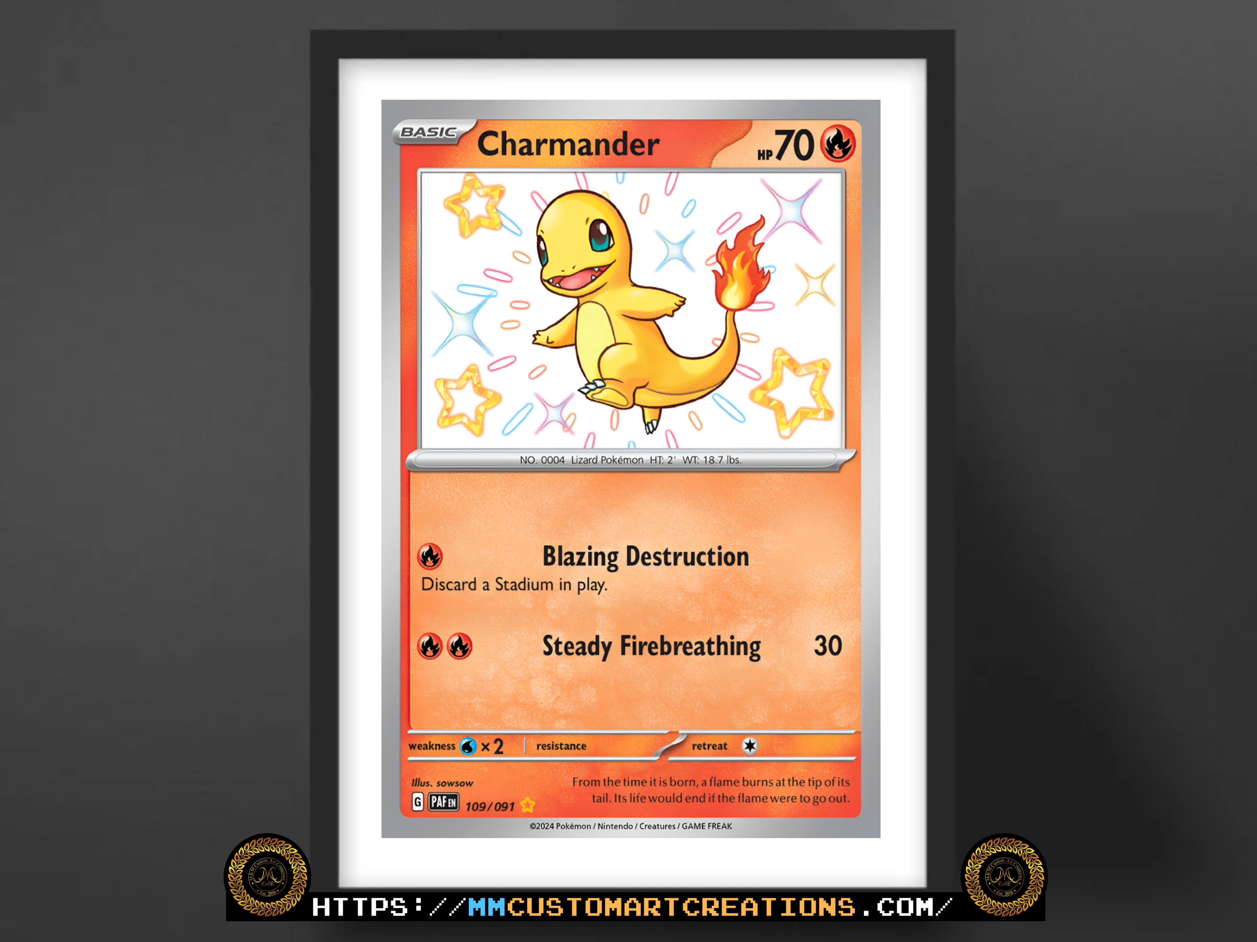 Charmander #109 Shiny Rare Paldean Fates (PAF) Poster Print