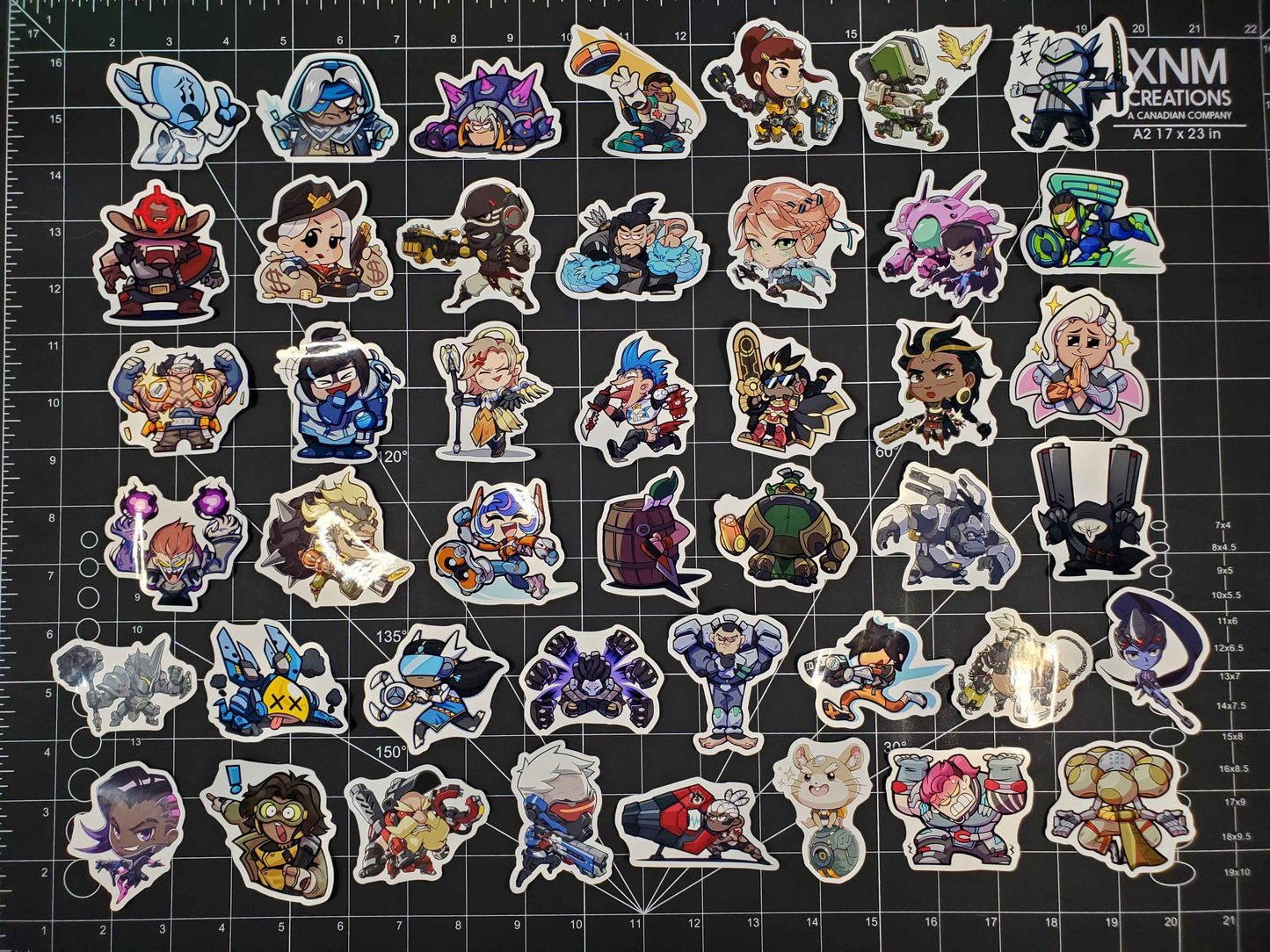 Dev Doodle Overwatch Character Spray Sticker Set | 44 Glossy Vinyl Decals | Cute Sprays
