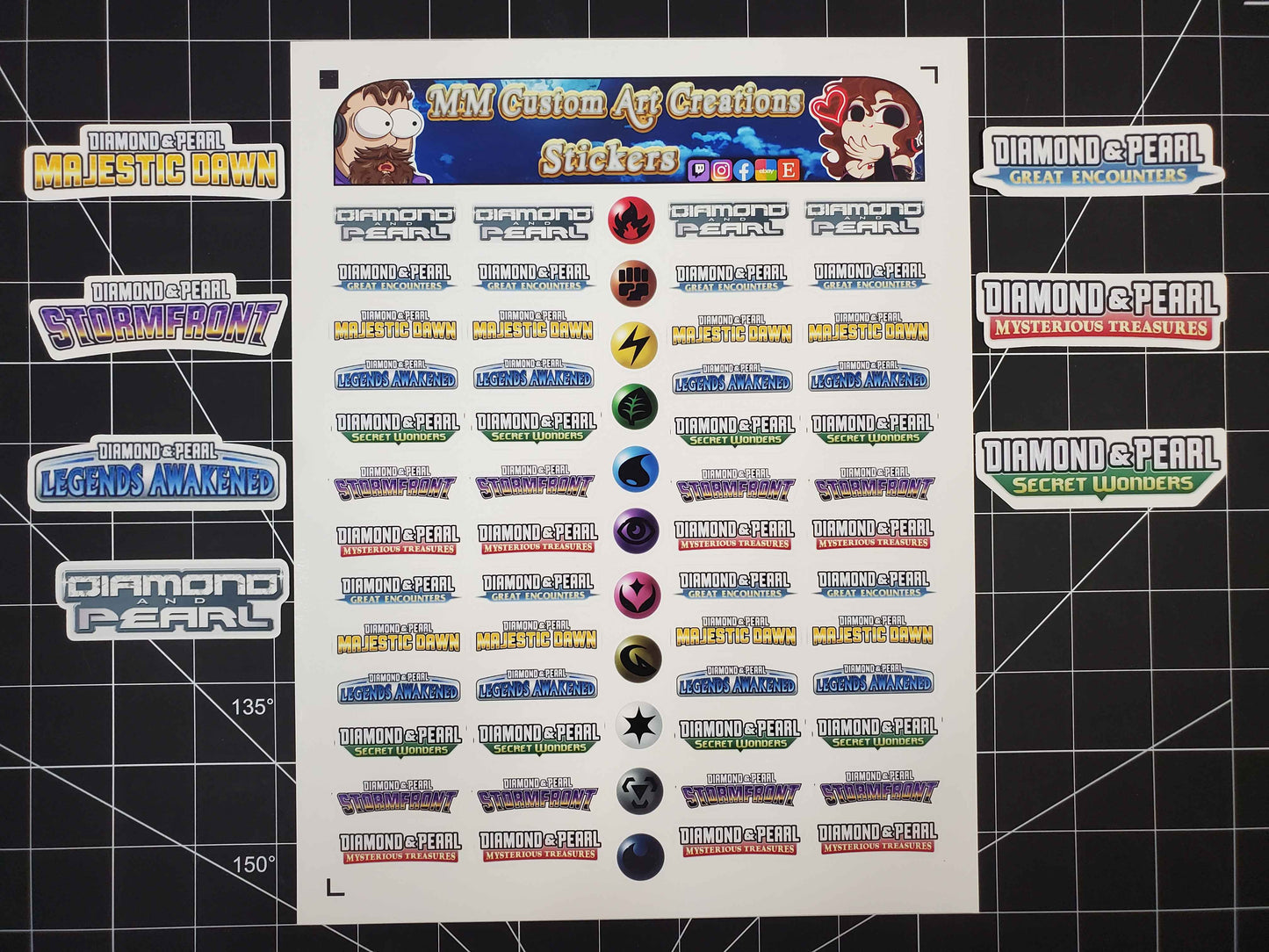 Pokemon Diamond & Pearl Era Set Logo Symbols 7 Glossy Vinyl Stickers + more