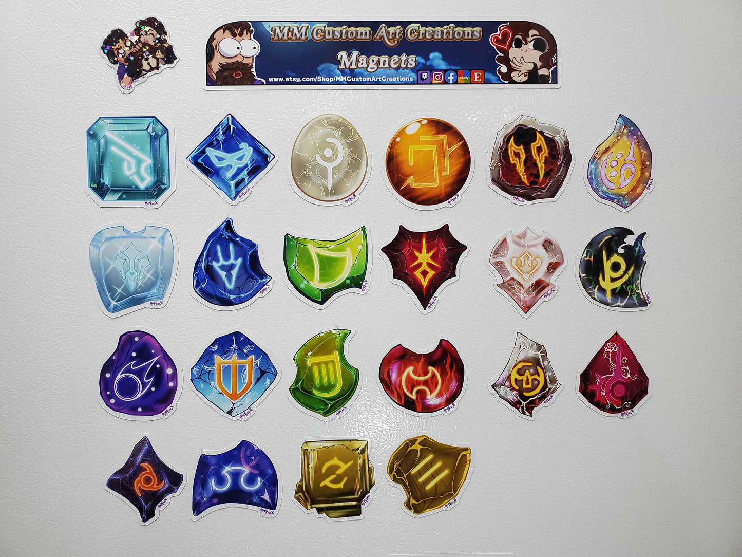 Final Fantasy 14 Soul Crystal Magnets | Complete Set of 22 FF14 Job Icons FFXIV