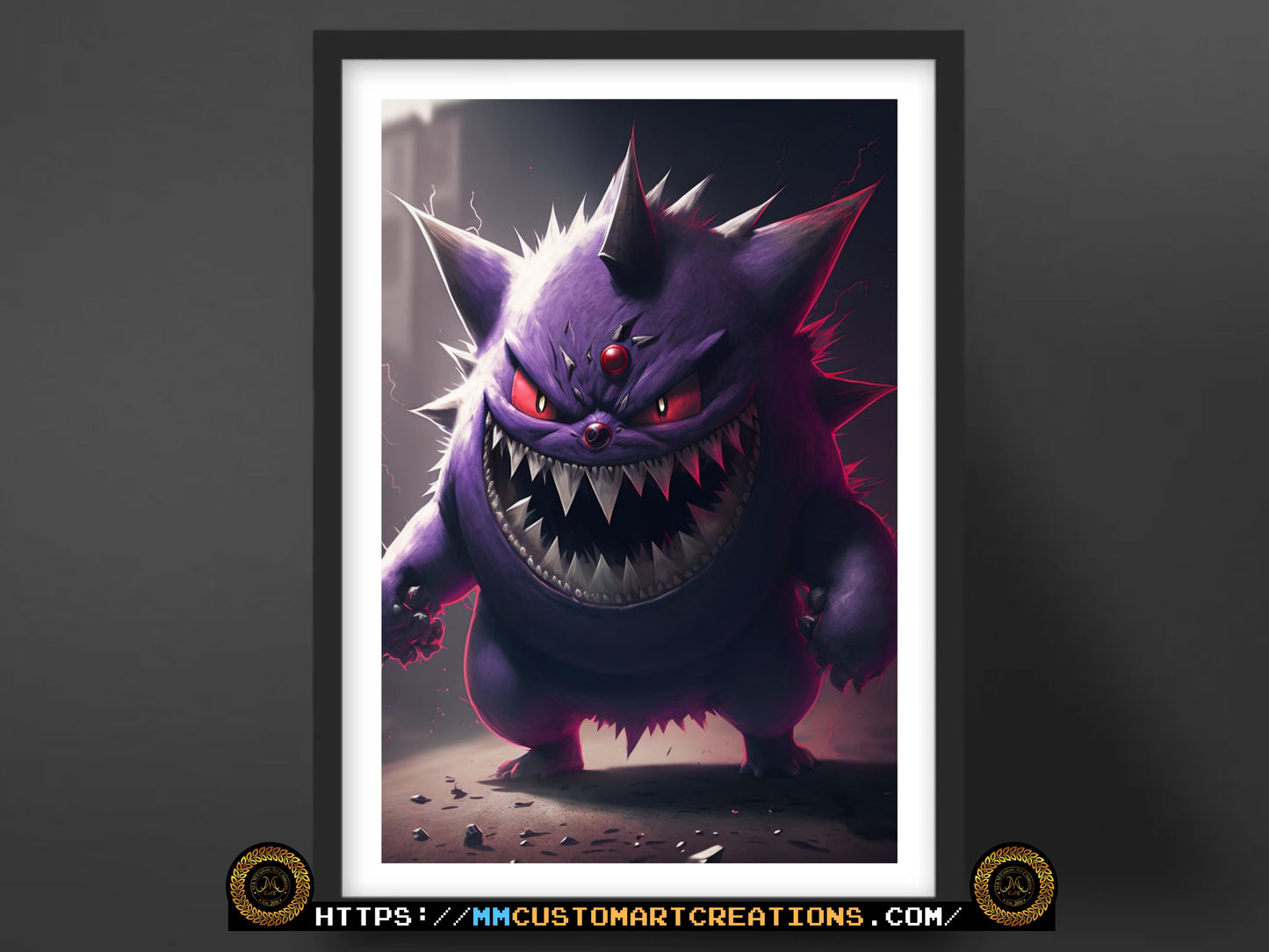 Gastly Haunter Gengar Realistic Style Poster Prints | Pokemon Halloween Decor | Perfect Gifts