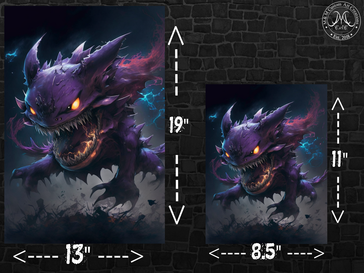 Gastly Haunter Gengar Realistic Style Poster Prints | Pokemon Halloween Decor | Perfect Gifts