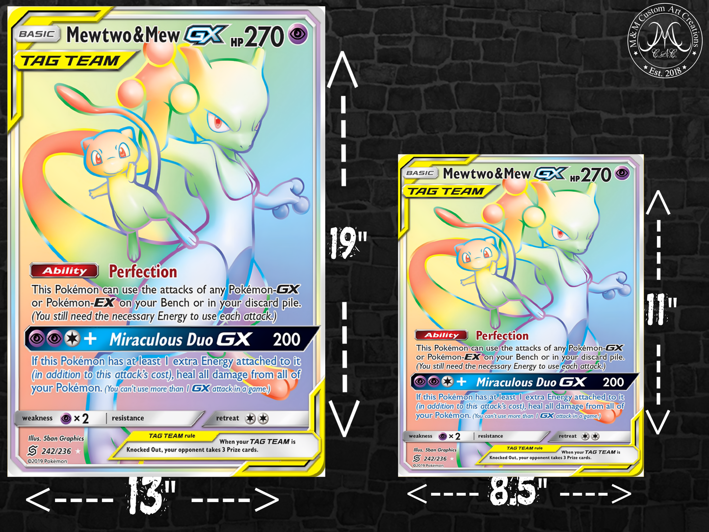 Mewtwo & Mew GX #242 Unified Minds (UNM) Poster Print - Available in Two Sizes