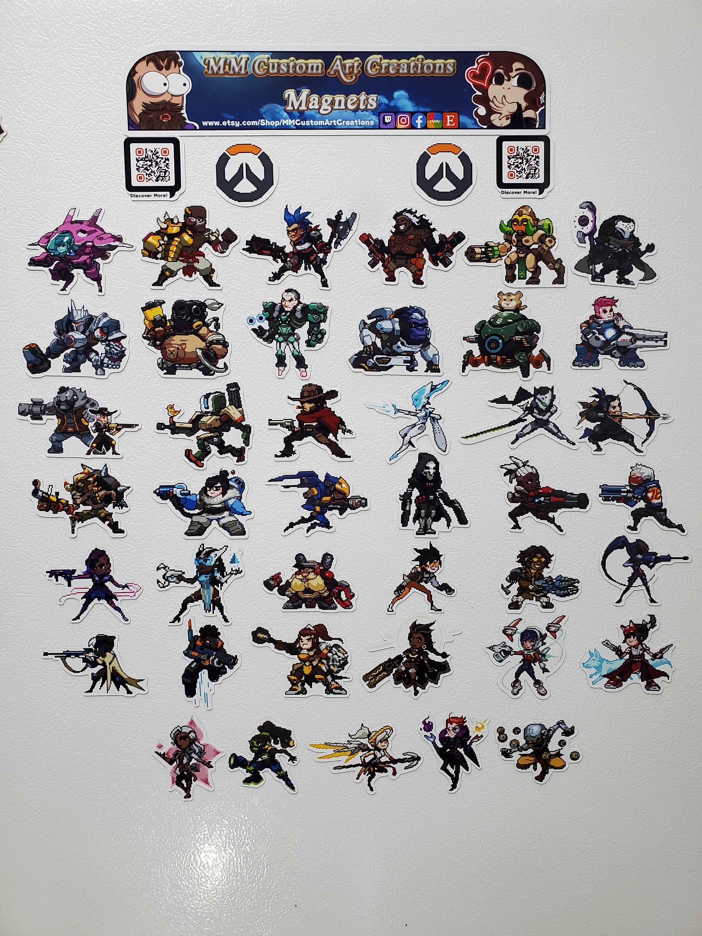 Overwatch Character Magnets | 43 Glossy Vinyl Magnetic Decals | Gamer Magnets
