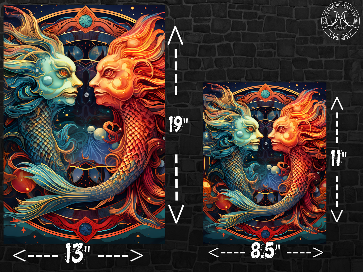 Pisces Poster Prints | Zodiac Wall Art | Astrological Sign Decor | Great Gifts