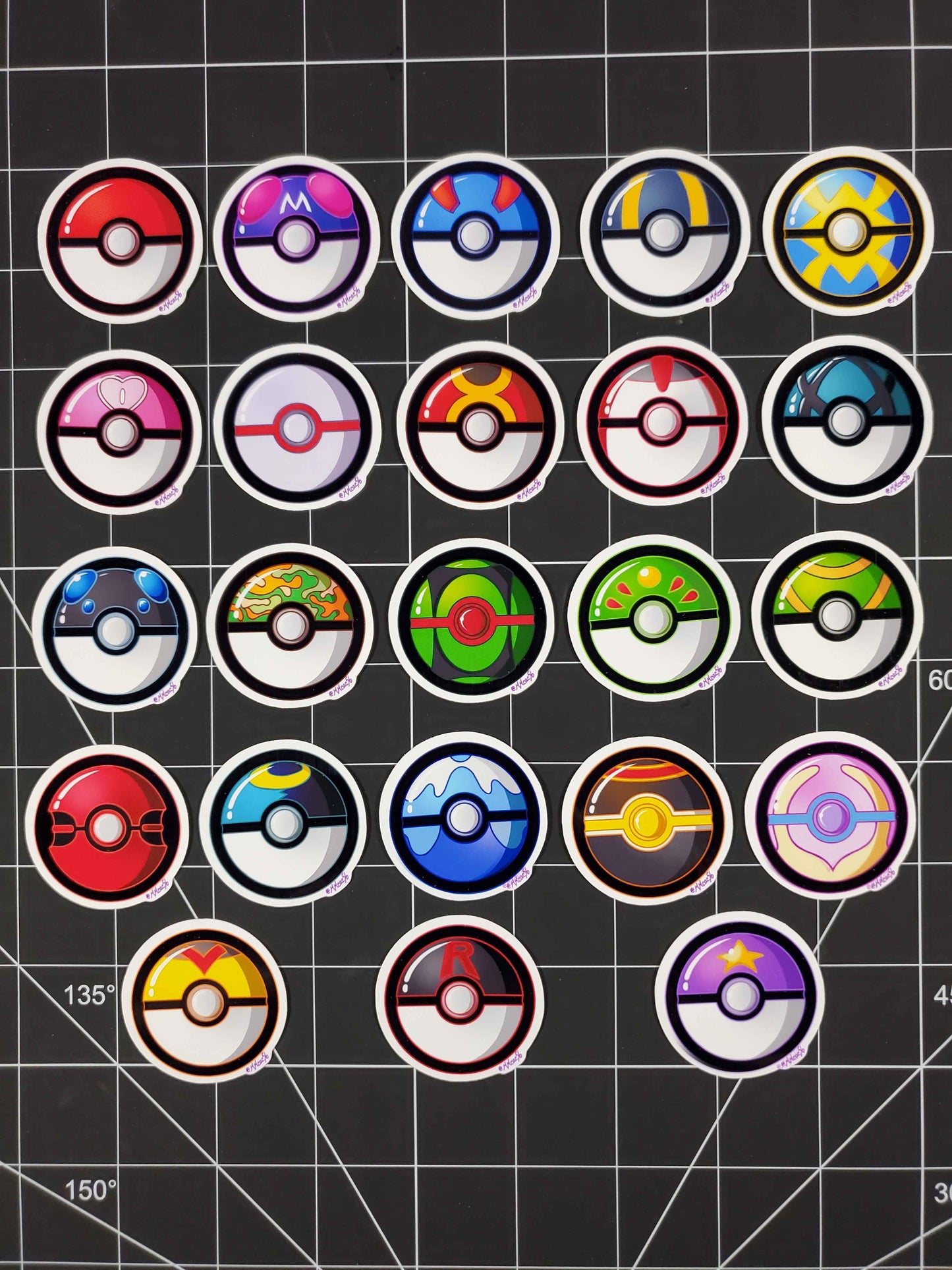 Pokeball Sticker Sets | 46 Total Glossy Vinyl Premium Stickers