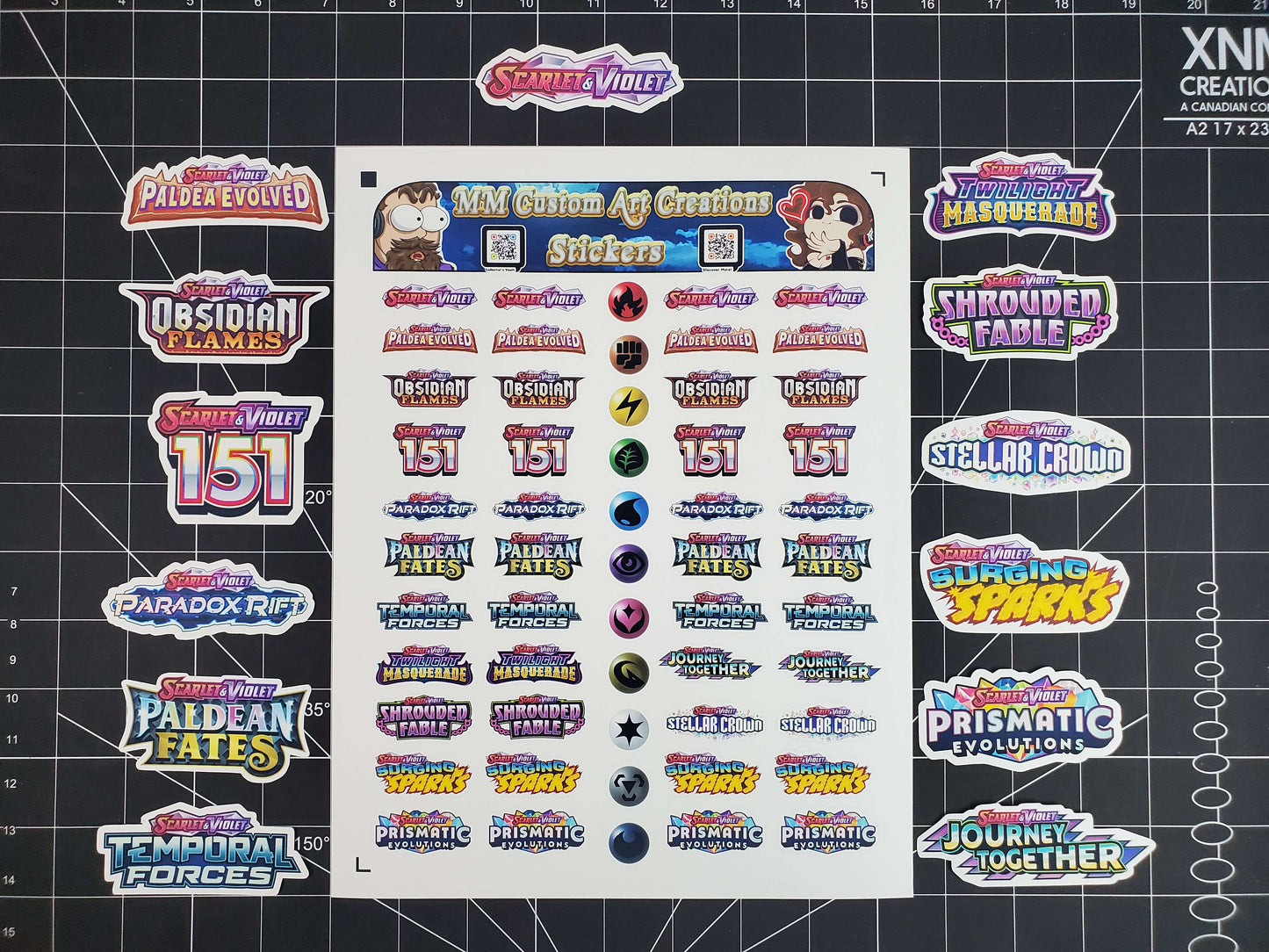 Scarlet & Violet Era TCG Logo Stickers - 3" Set, Sticker Sheet & Bundles - Glossy & Matte Vinyl Options