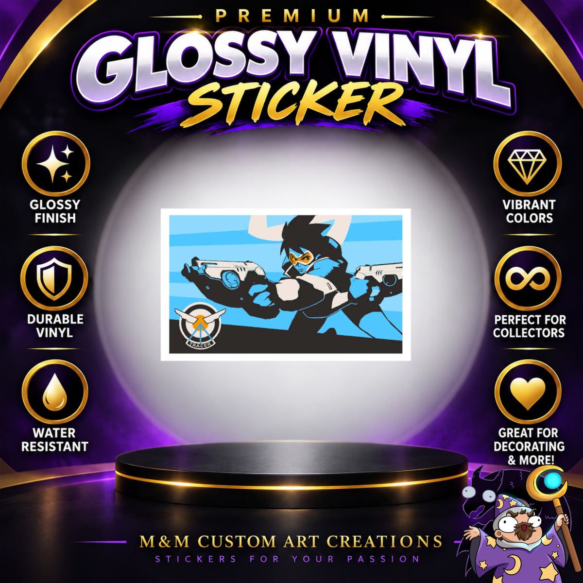 Tracer from Overwatch 2 Glossy Vinyl Sticker SHEETS