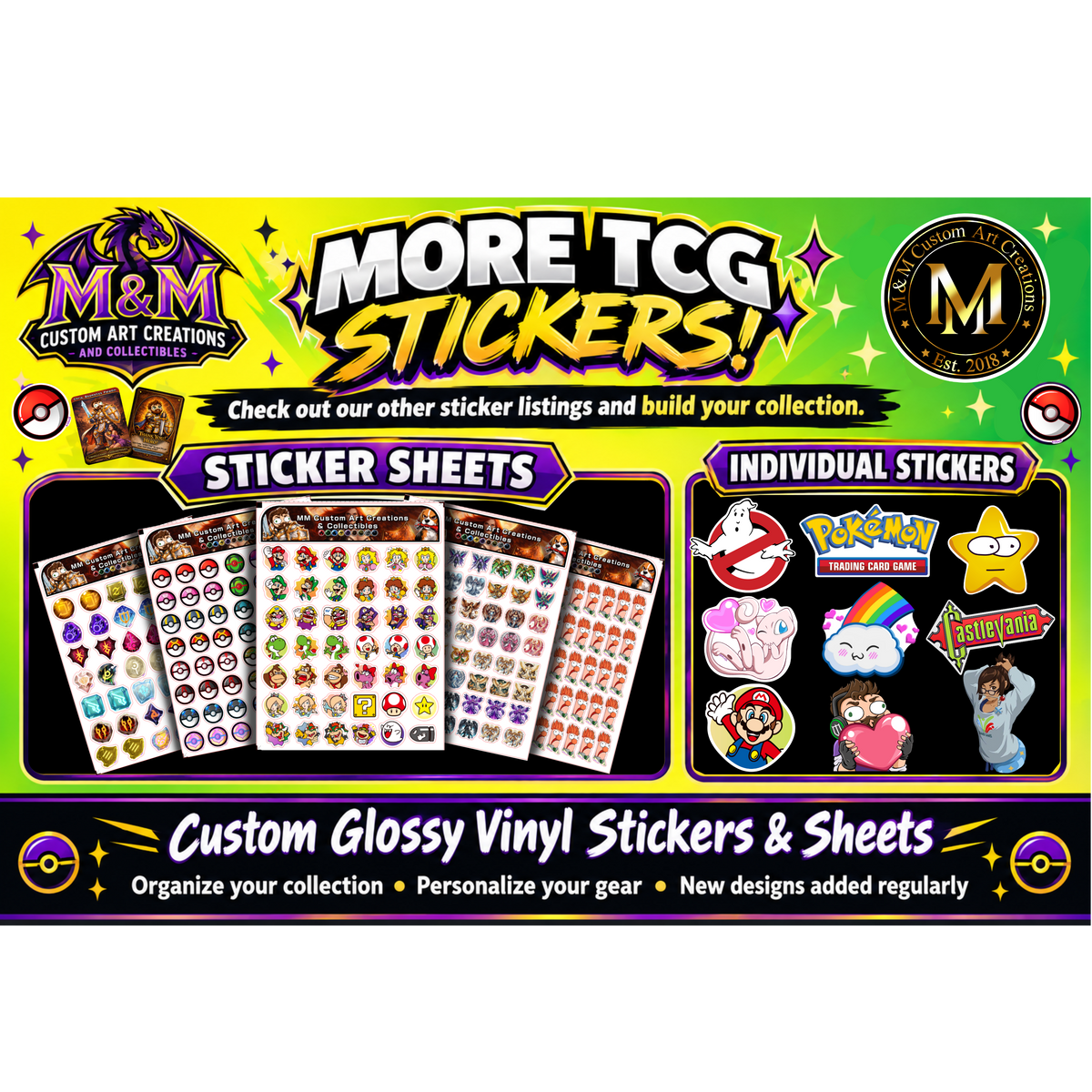 Phantasmal Flames Glossy Vinyl Sticker Logo SHEETS - Pokemon TCG