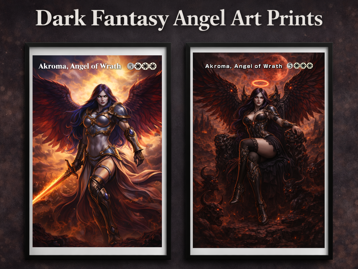 Akroma Angel of Wrath Wall Art – Dark Fantasy Angel Poster Print 13x19 & 8.5x11
