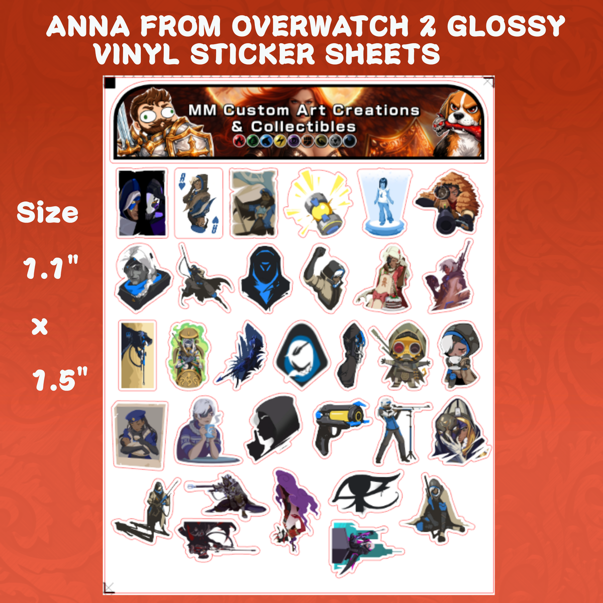 Anna from Overwatch 2 Glossy Vinyl Sticker SHEETS