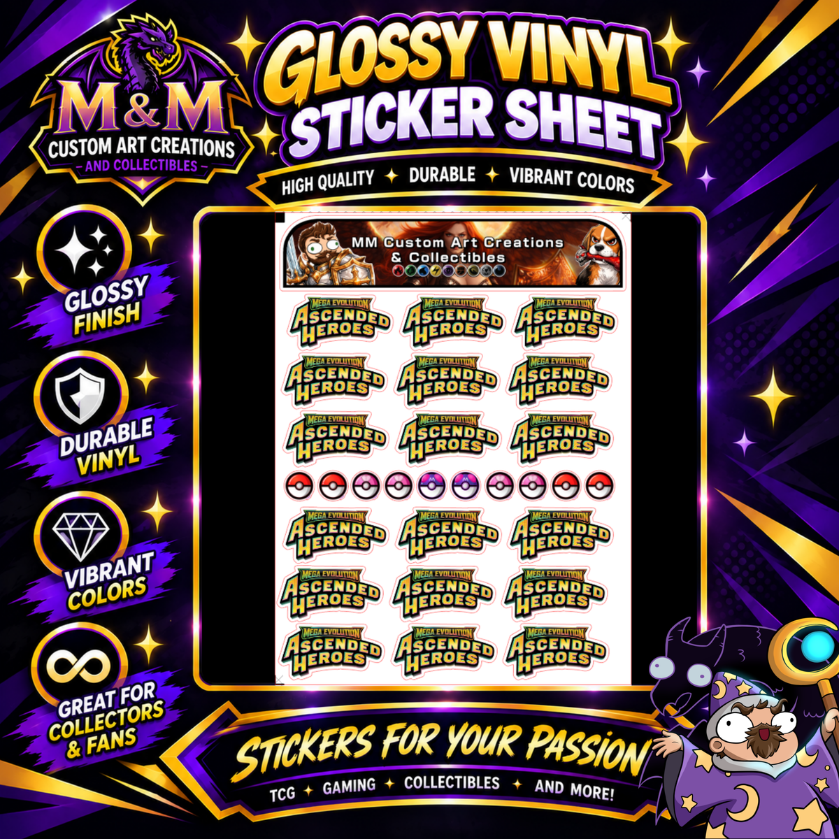 Ascended Heroes Glossy Vinyl Sticker Logo SHEETS - Pokemon TCG