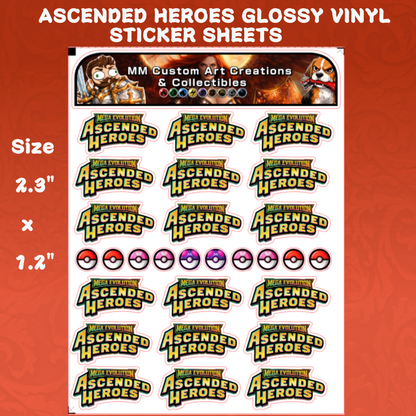 Ascended Heroes Glossy Vinyl Sticker Logo SHEETS - Pokemon TCG