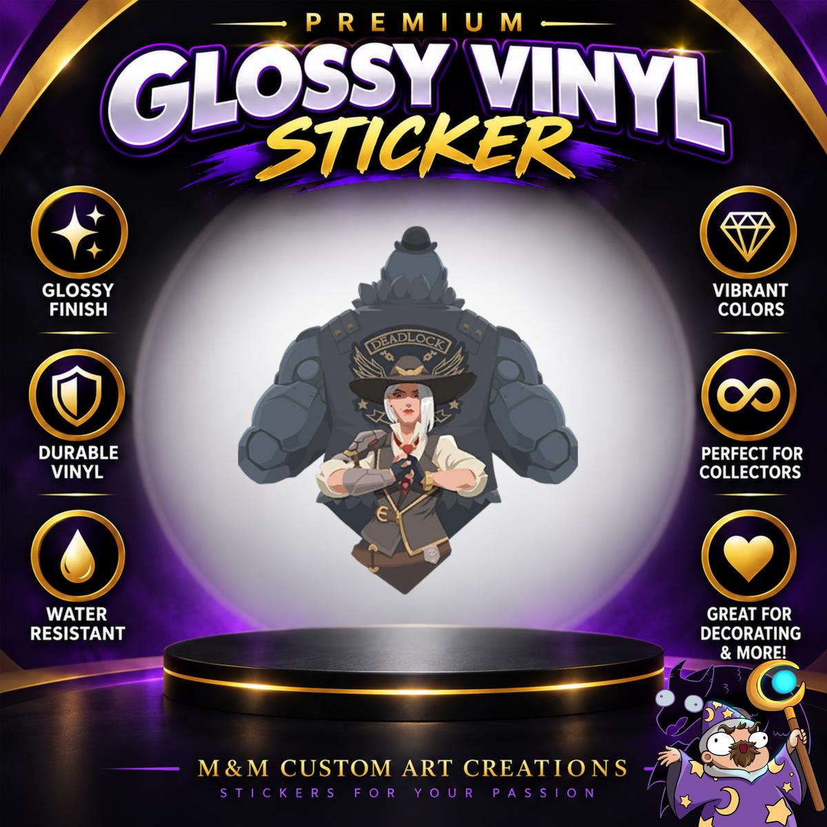 Ashe and Bob from Overwatch 2 Glossy Vinyl Sticker SHEETS
