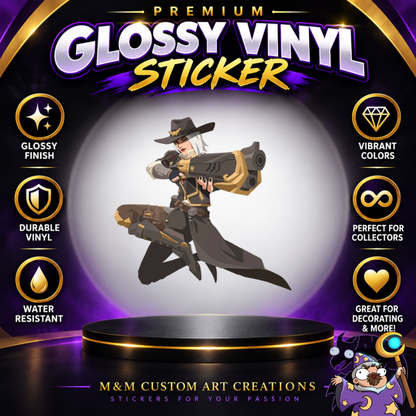 Ashe and Bob from Overwatch 2 Glossy Vinyl Sticker SHEETS