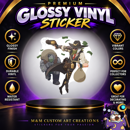 Ashe and Bob from Overwatch 2 Glossy Vinyl Sticker SHEETS