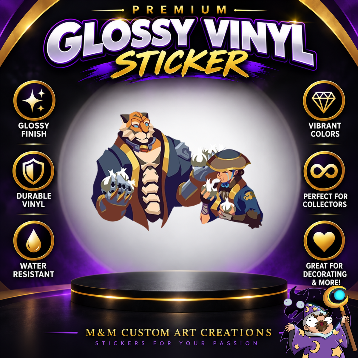 Ashe and Bob from Overwatch 2 Glossy Vinyl Sticker SHEETS
