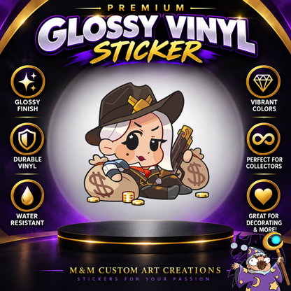 Ashe and Bob from Overwatch 2 Glossy Vinyl Sticker SHEETS