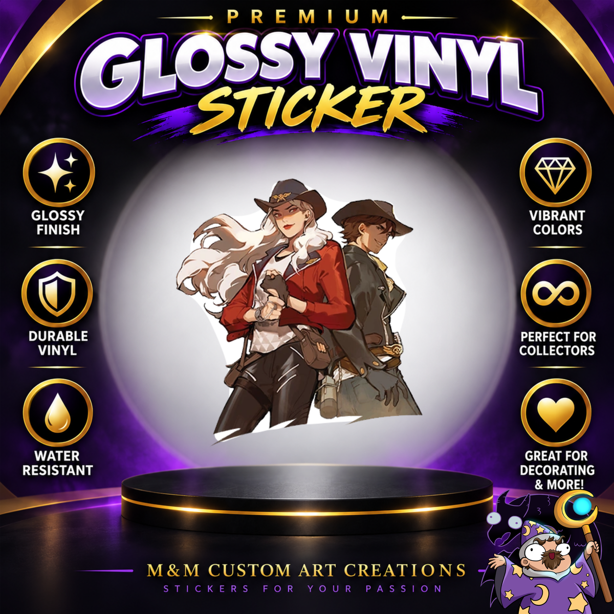 Ashe and Bob from Overwatch 2 Glossy Vinyl Sticker SHEETS