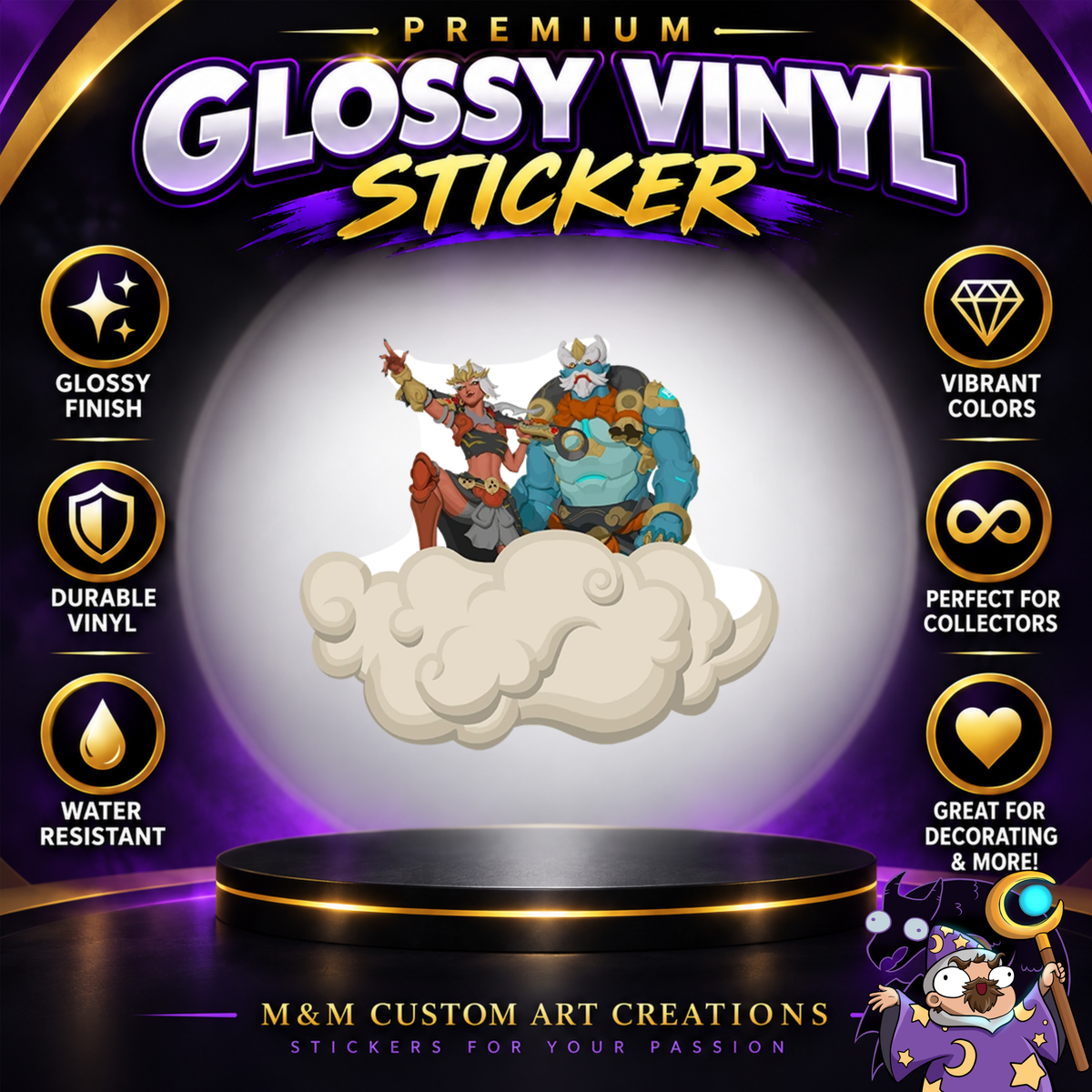 Ashe and Bob from Overwatch 2 Glossy Vinyl Sticker SHEETS