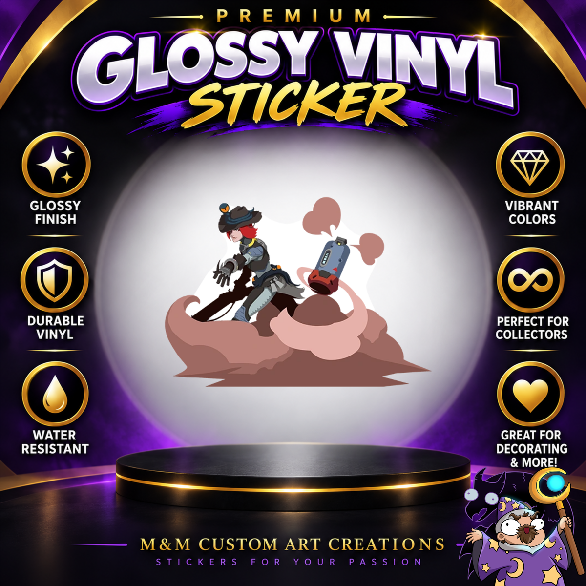 Ashe and Bob from Overwatch 2 Glossy Vinyl Sticker SHEETS