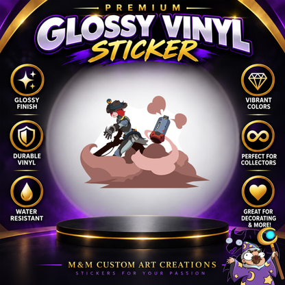 Ashe and Bob from Overwatch 2 Glossy Vinyl Sticker SHEETS