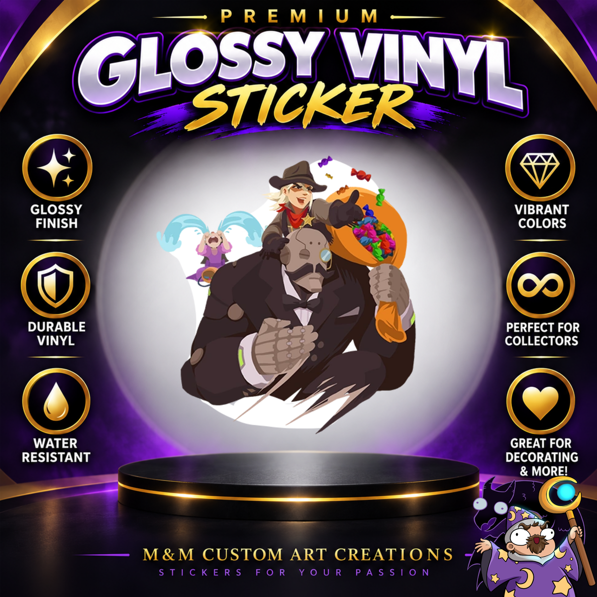 Ashe and Bob from Overwatch 2 Glossy Vinyl Sticker SHEETS
