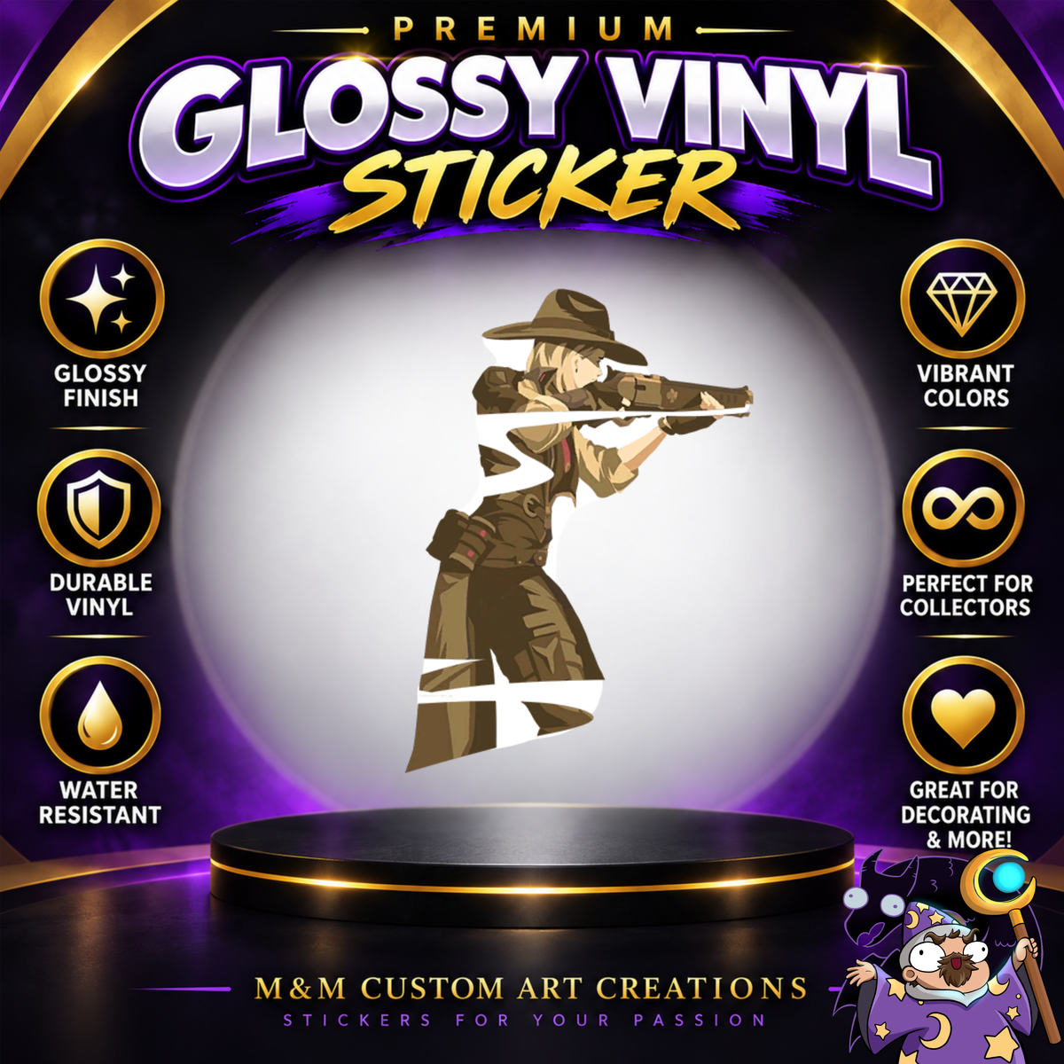 Ashe and Bob from Overwatch 2 Glossy Vinyl Sticker SHEETS