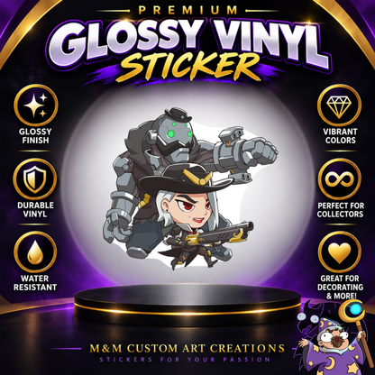 Ashe and Bob from Overwatch 2 Glossy Vinyl Sticker SHEETS