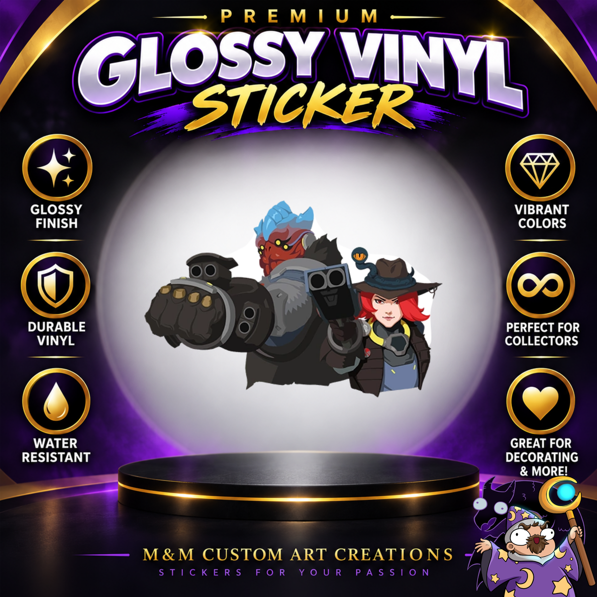 Ashe and Bob from Overwatch 2 Glossy Vinyl Sticker SHEETS