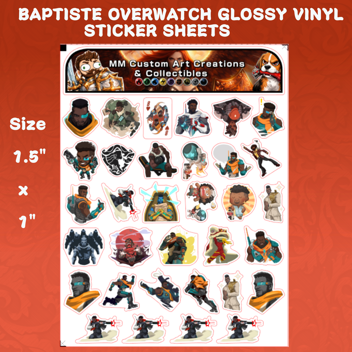 Baptiste from Overwatch 2 Glossy Vinyl Sticker SHEETS