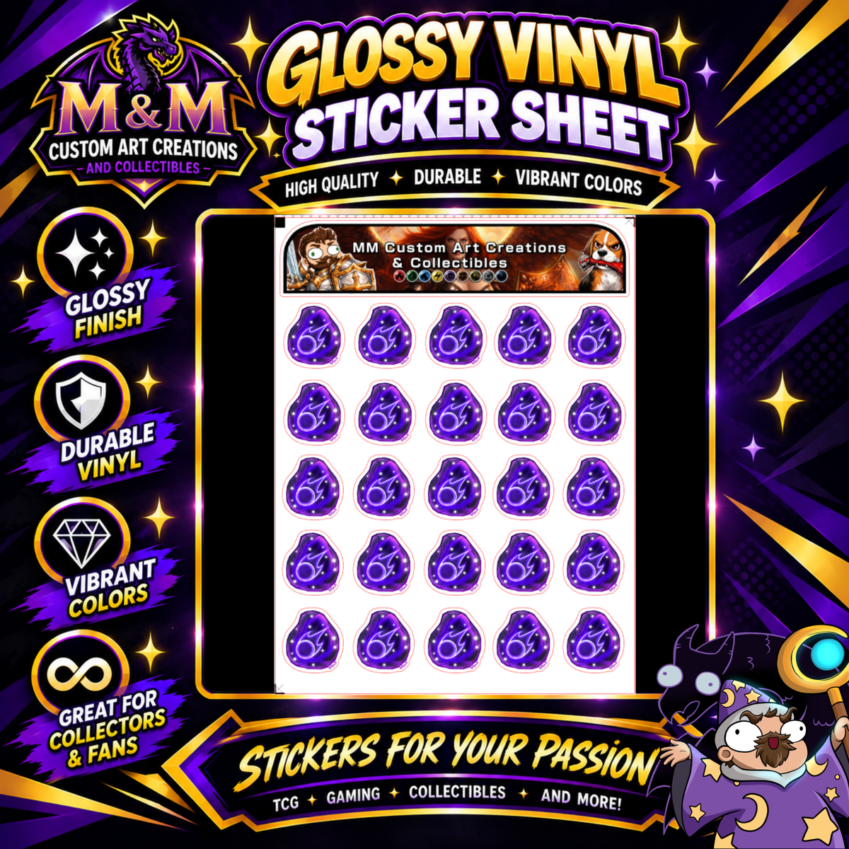 Black Mage SoulStone from Final Fantasy Glossy Vinyl Sticker SHEETS