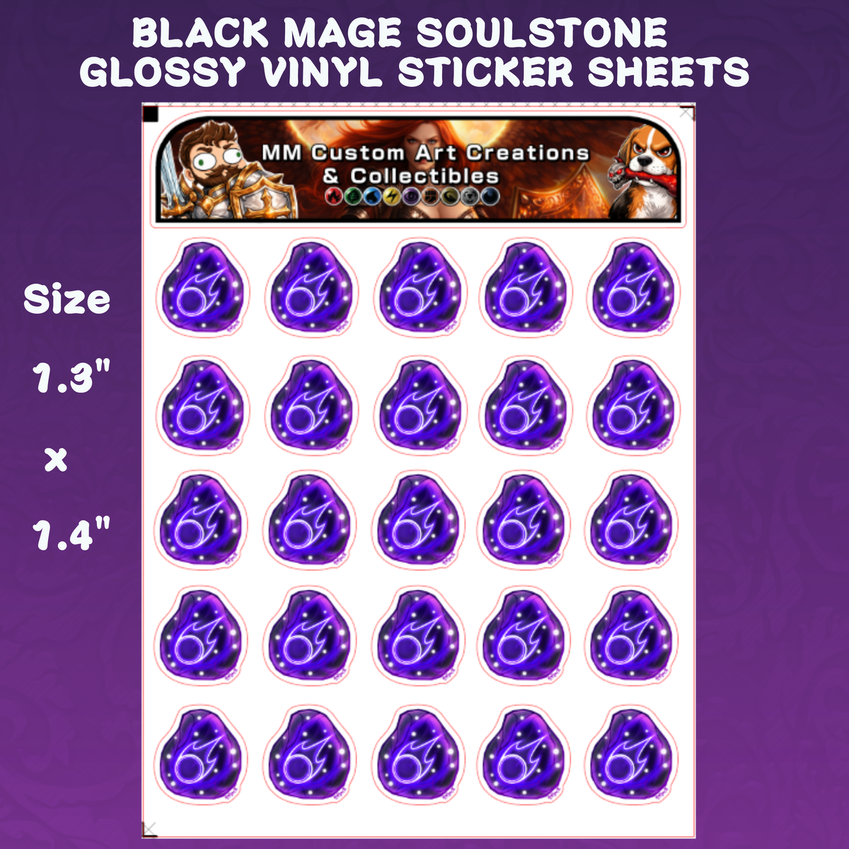 Black Mage SoulStone from Final Fantasy Glossy Vinyl Sticker SHEETS
