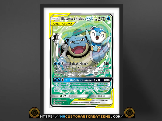 Blastoise & Piplup GX #215 Cosmic Eclipse (CEC) Poster Print - Available in Two Sizes