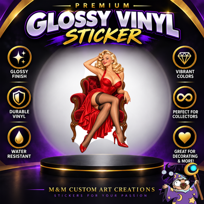 Sexy Blonde Bombshell Pin Up Girl Glossy Vinyl Sticker SHEETS - Version 1