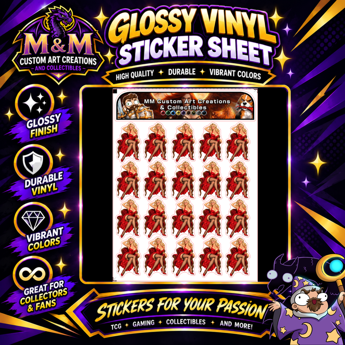 Sexy Blonde Bombshell Pin Up Girl Glossy Vinyl Sticker SHEETS - Version 1