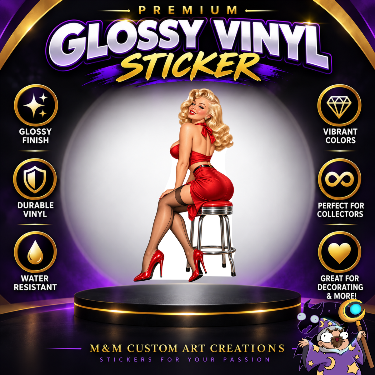 Sexy Blonde Bombshell Pin Up Girl Glossy Vinyl Sticker SHEETS - Version 2