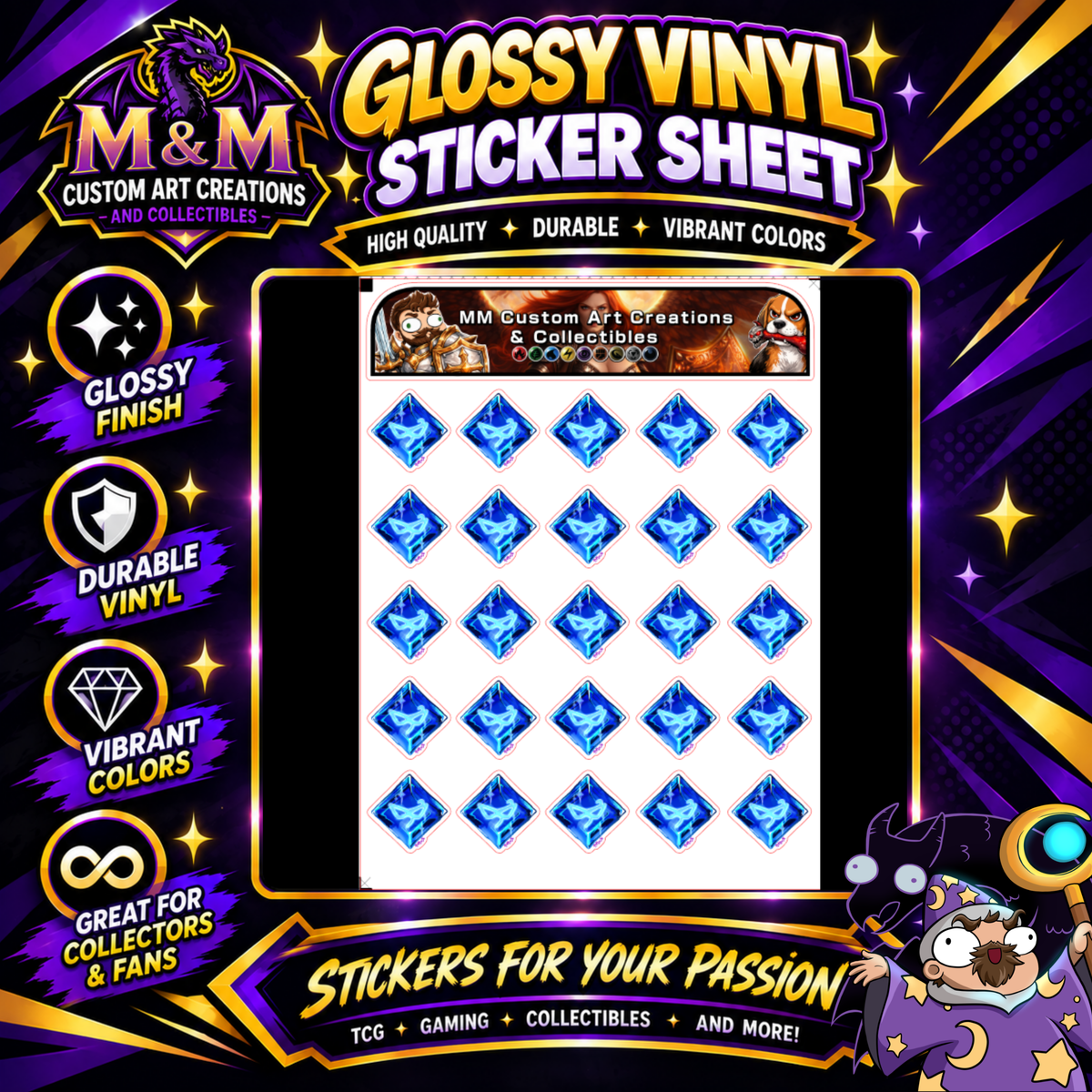 Blue Mage Soul Crystal from Final Fantasy Glossy Vinyl Sticker SHEETS