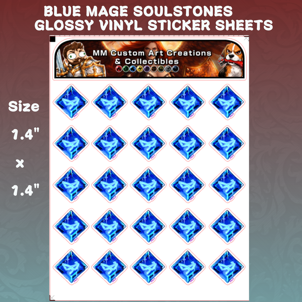 Blue Mage Soul Crystal from Final Fantasy Glossy Vinyl Sticker SHEETS