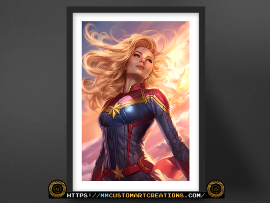 Captain Marvel Poster Prints | Marvel Wall Art | Carol Danvers Superhero Artwork