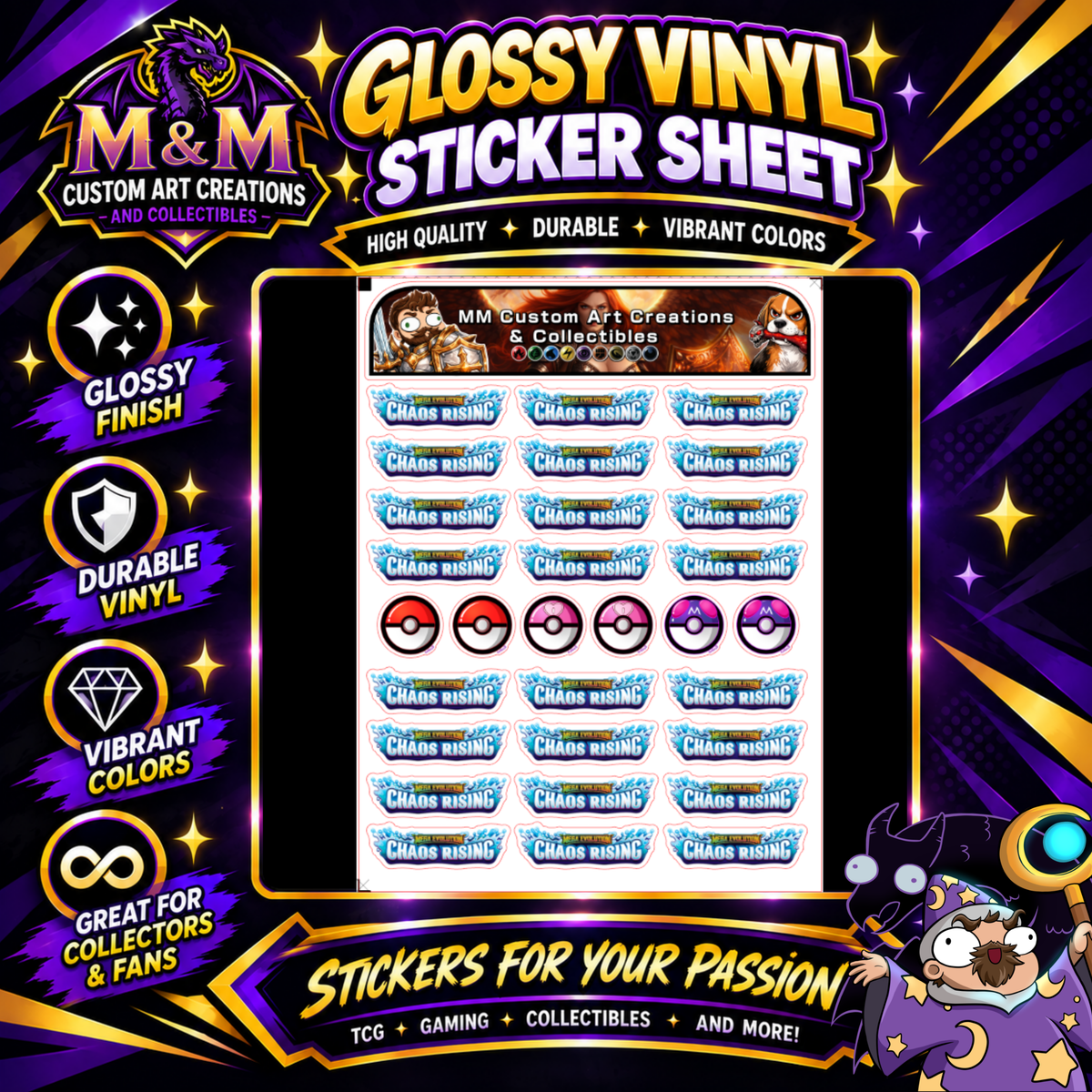 Chaos Rising Glossy Vinyl Sticker Logo SHEETS - Pokemon TCG