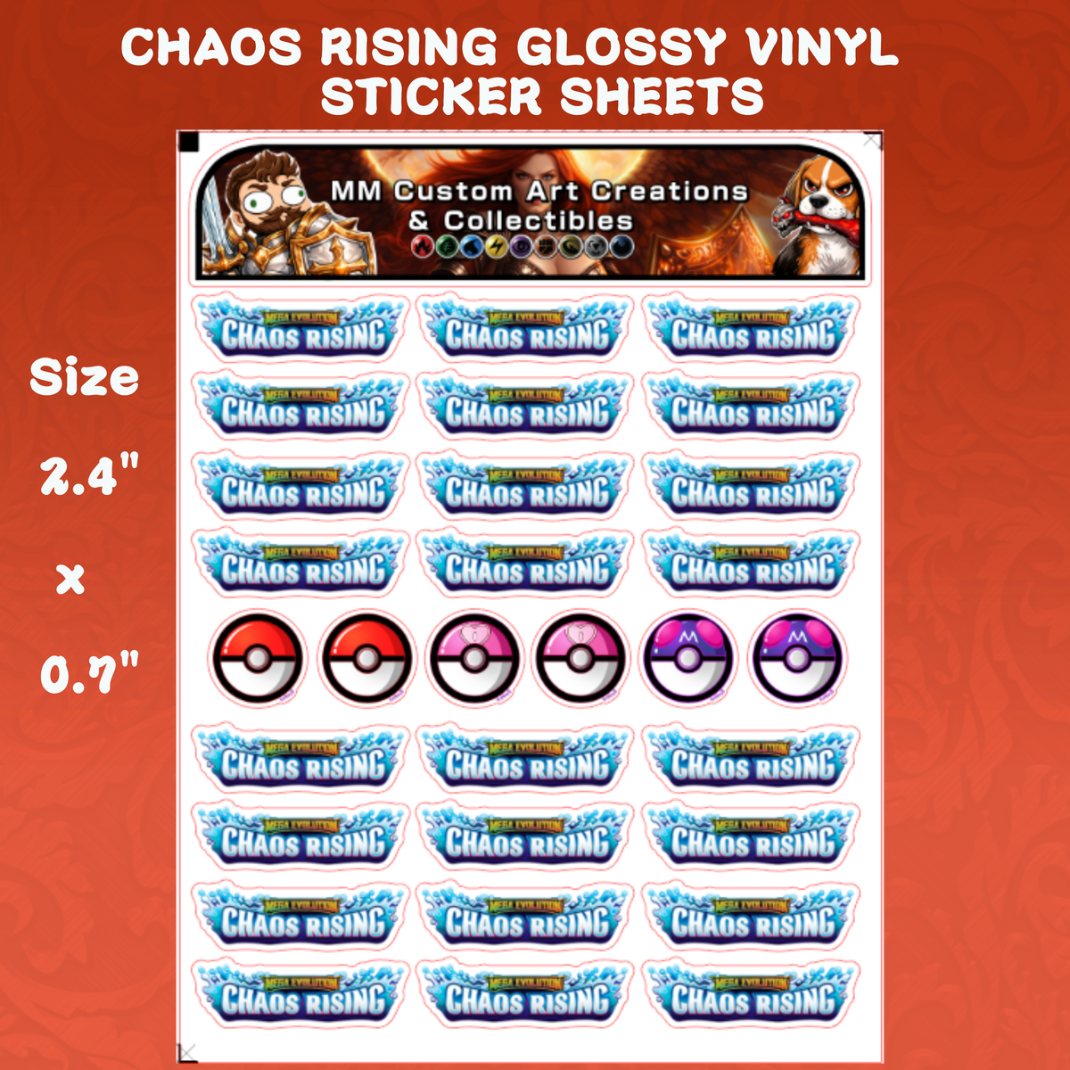 Chaos Rising Glossy Vinyl Sticker Logo SHEETS - Pokemon TCG