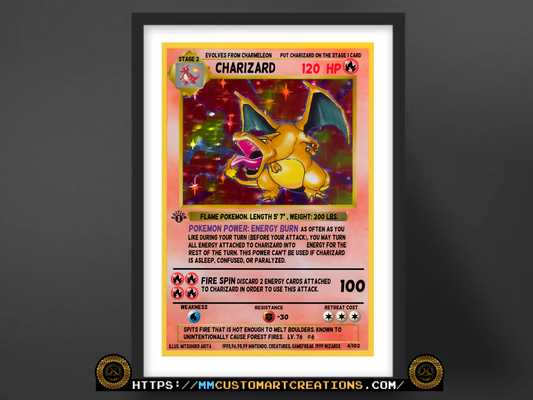 Charizard #4 Shadowless Base Set Poster Print - Available in Two Sizes