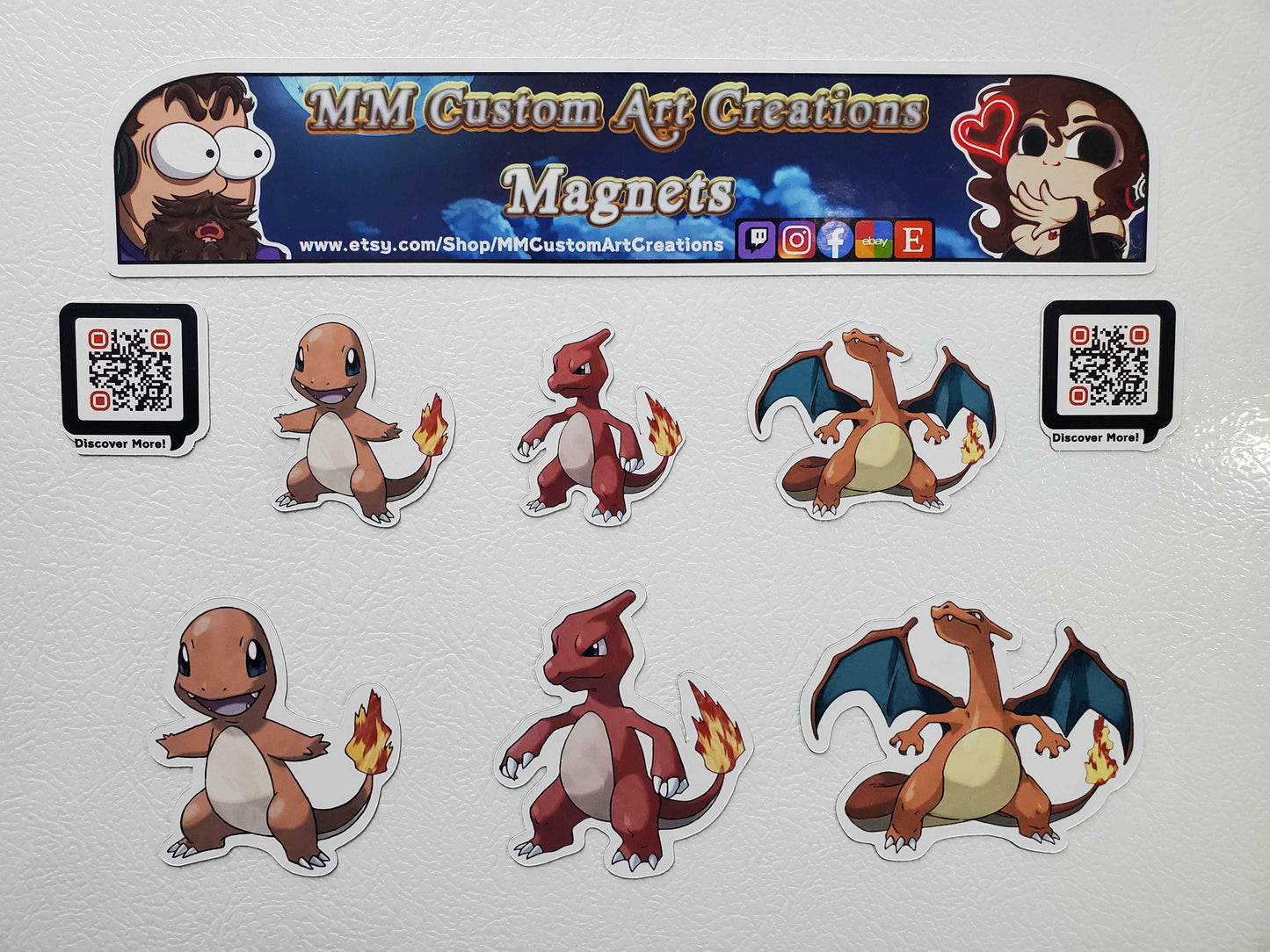 Charmander Charmeleon, Charizard Fridge Magnet Set - Pokemon Fire Type